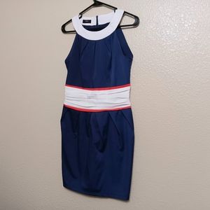 TRG Navy Red White Nautical Stripe Dress